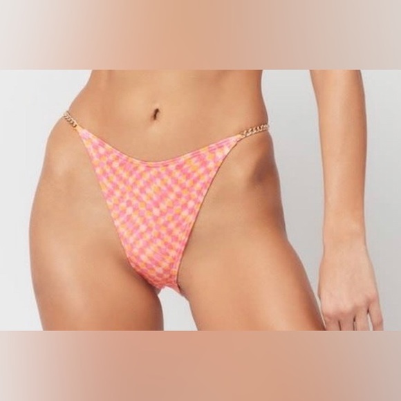 NWT L*Space Van Damme Bikini Bottoms in Heat Wave w/ Gold Chain Accent - Size S - Picture 1 of 6